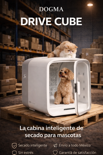 DOGMA® DRIVE CUBE — Tu mascota seca, tranquila y sin estrés en minutos.